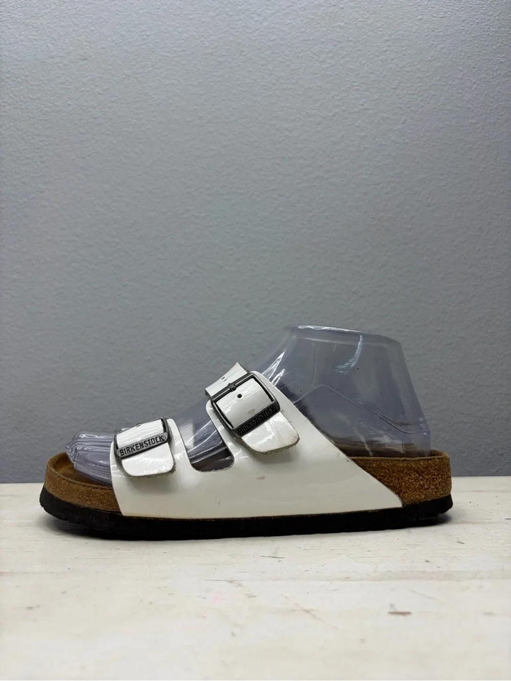 Birkenstock White Patent Leather Arizona Sandals Size 36